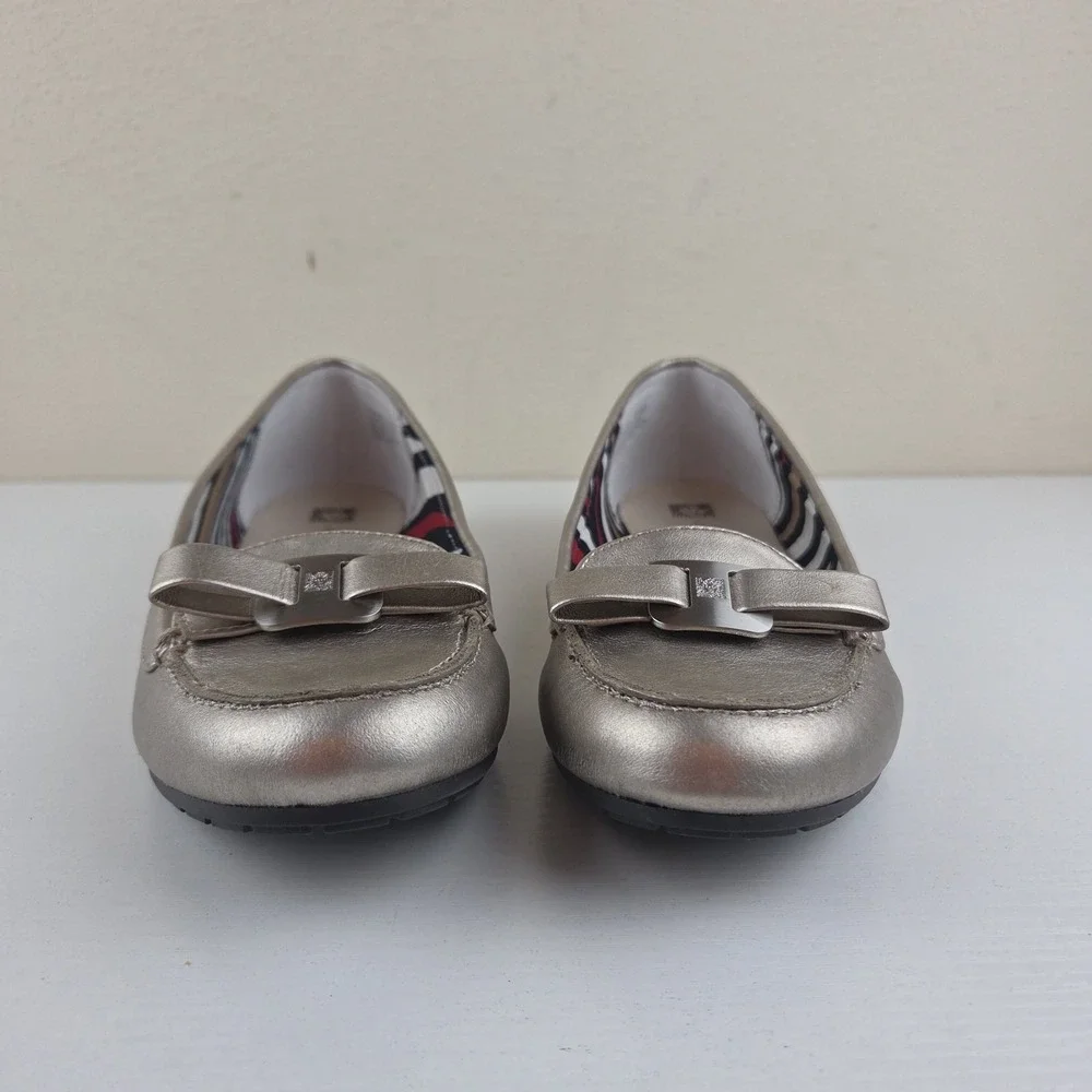 Anne Klein Jaren Gold Metallic Faux‎ Leather iFlex Loafers Women's Size 8.5 M